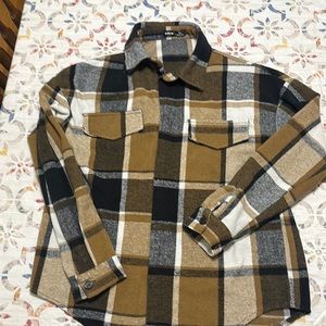 Brown, White, Black Flannel Shirt